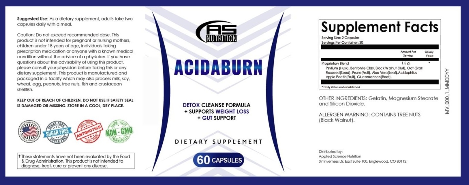 AcidaBurn Supplement Fact